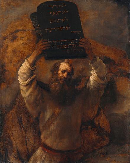 REMBRANDT Harmenszoon van Rijn Moses with the Ten Commandments oil painting image